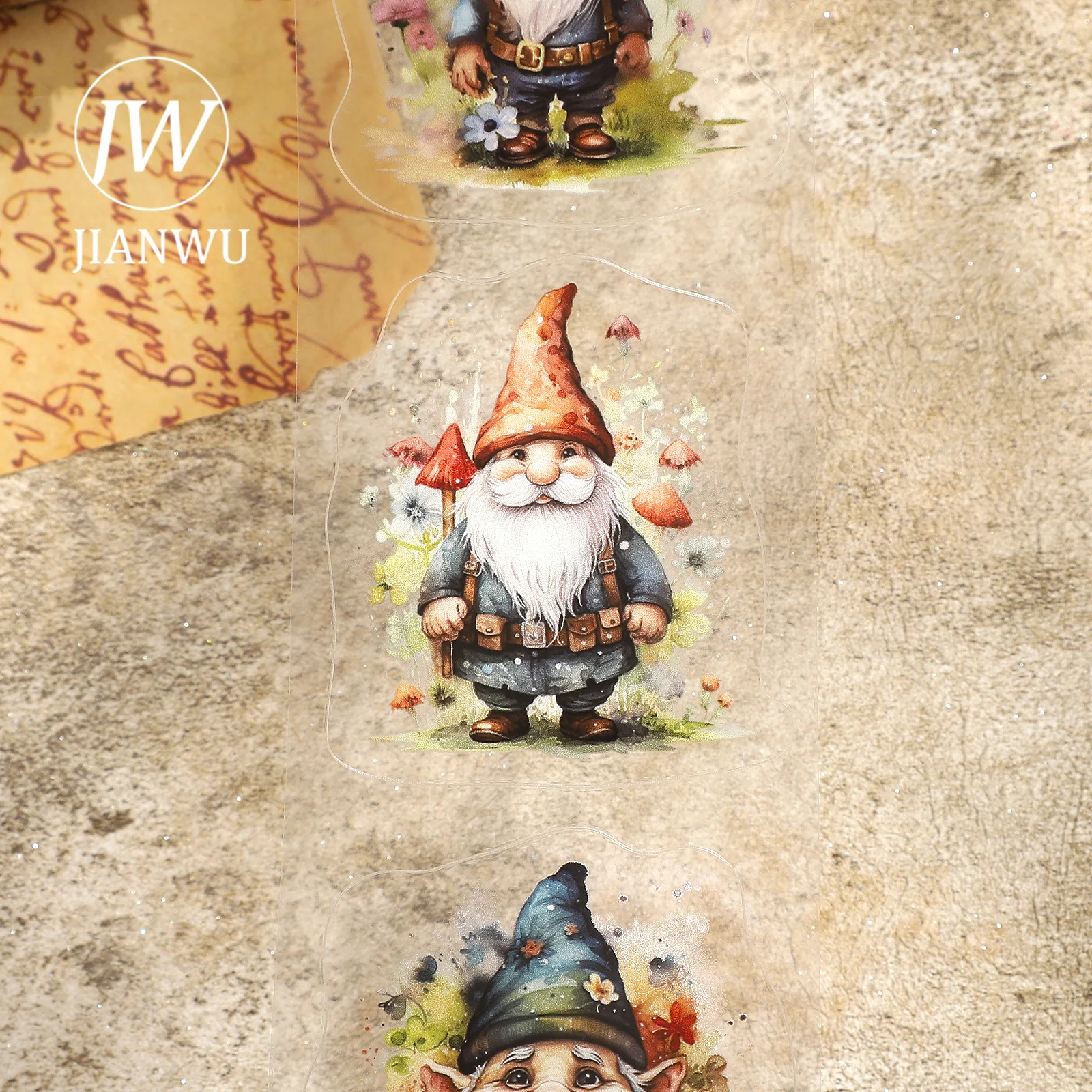 JIANWU 60mm * 200cm 빈티지 숲 꽃 엘프 캐릭터 풍경 소재 콜라주 PET 테이프 크리 에이 티브 DIY 저널 문구