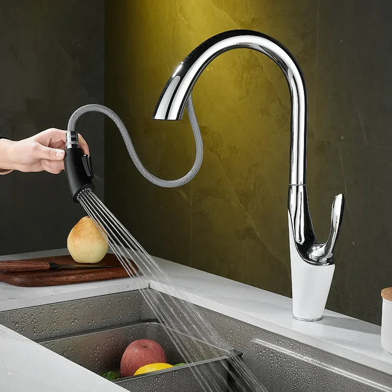 

Pull Out Kitchen Faucets Silver Single Handl Black Kitchen Faucet Sink Tap Brass Rotating Water Mixer Tap Mixer Tap