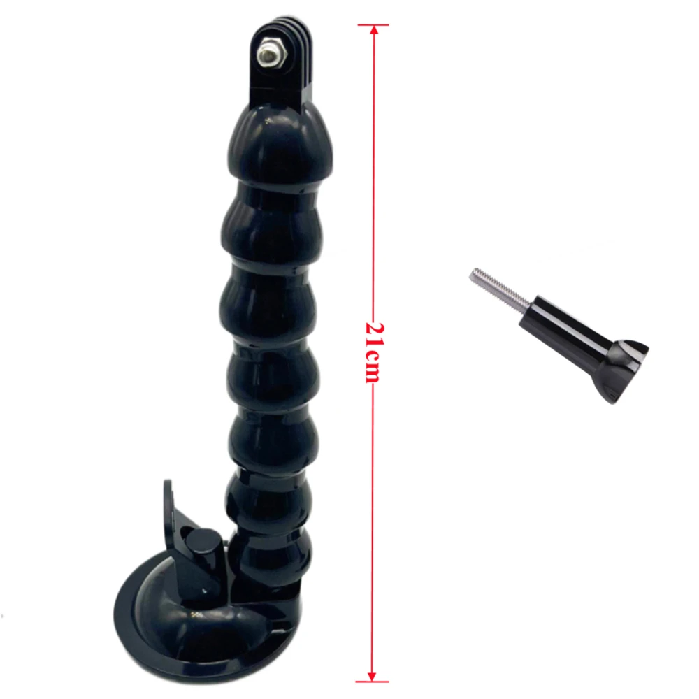 Versatile Windshield Suction Cup Mount with Flexible Clamp Arm for Cameras and Smartphones