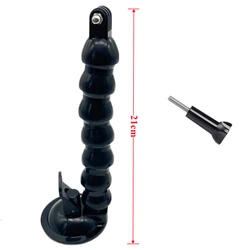 Versatile Windshield Suction Cup Mount with Flexible Clamp Arm for Cameras and Smartphones