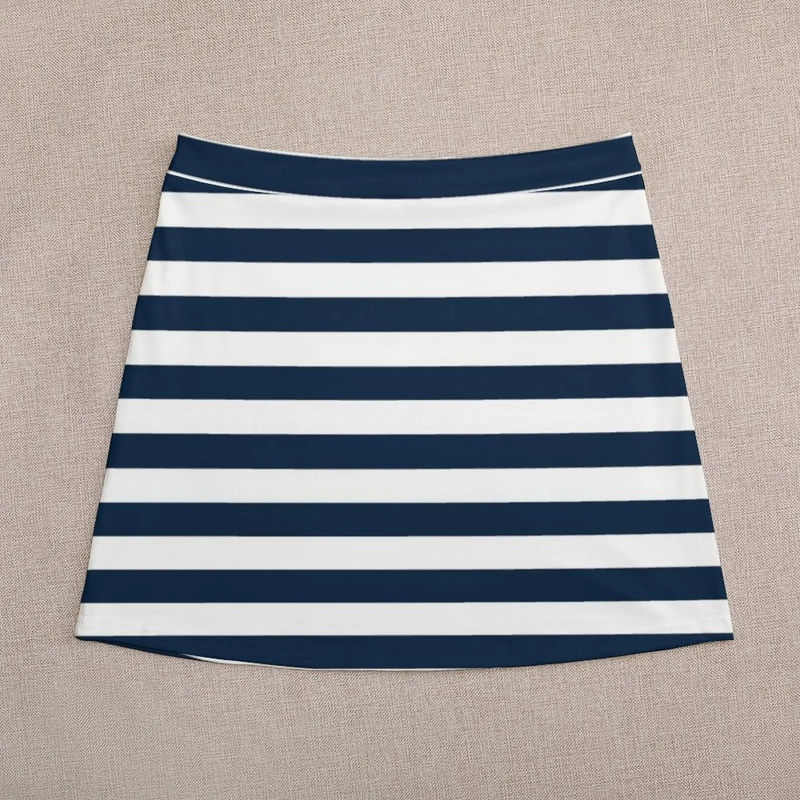 Navy Blue And White Nautical Horizontal Stripes Pattern Mini Skirt new in clothes korean ladies summer skirt set