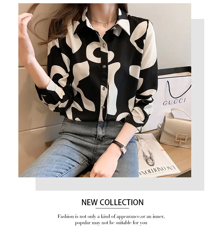 Neue Europäische und Amerikanische Mode Gedruckt Hemd frauen Lose Temperament Lange ärmeln Hemd Einfache Strickjacke – Detail 18