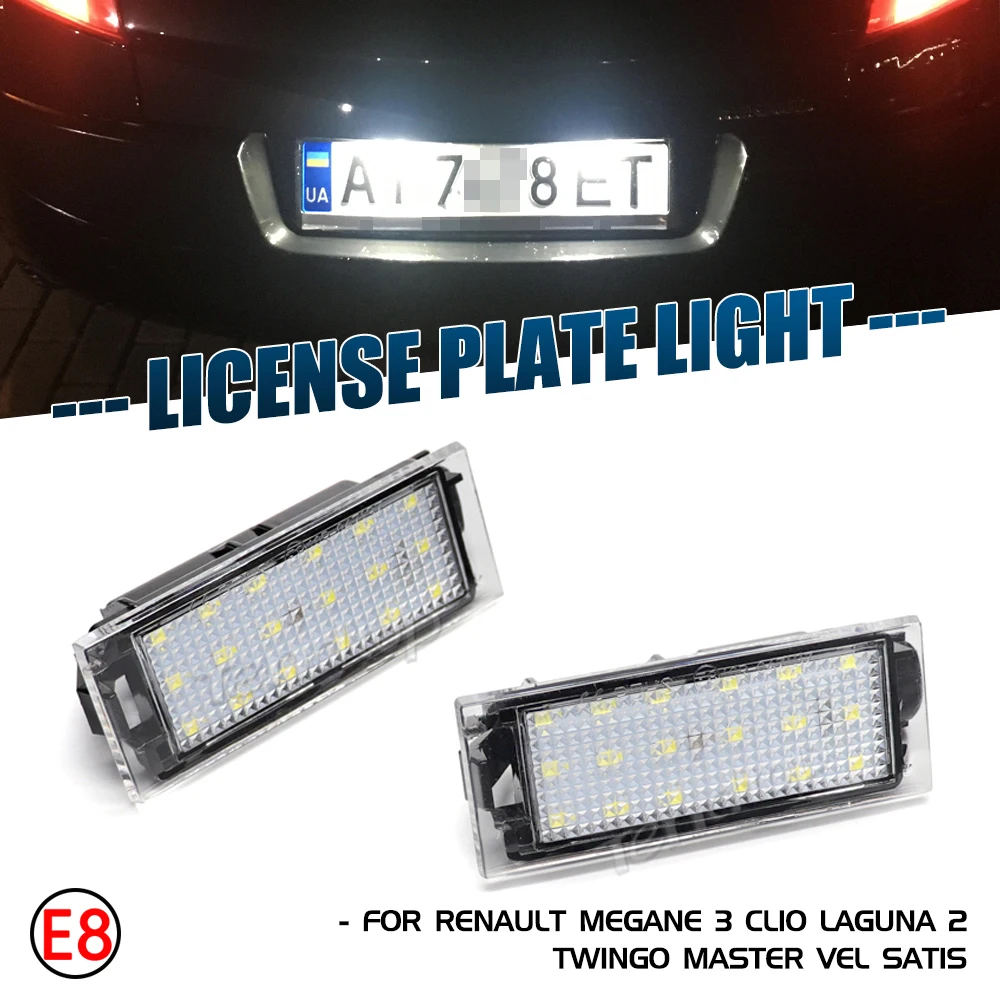 

2Pcs LED License Plate Light Number Lamp For Renault Megane 3 Clio Laguna 2 Megane 3 Twingo Espace Master Vel Satis Car Canbus