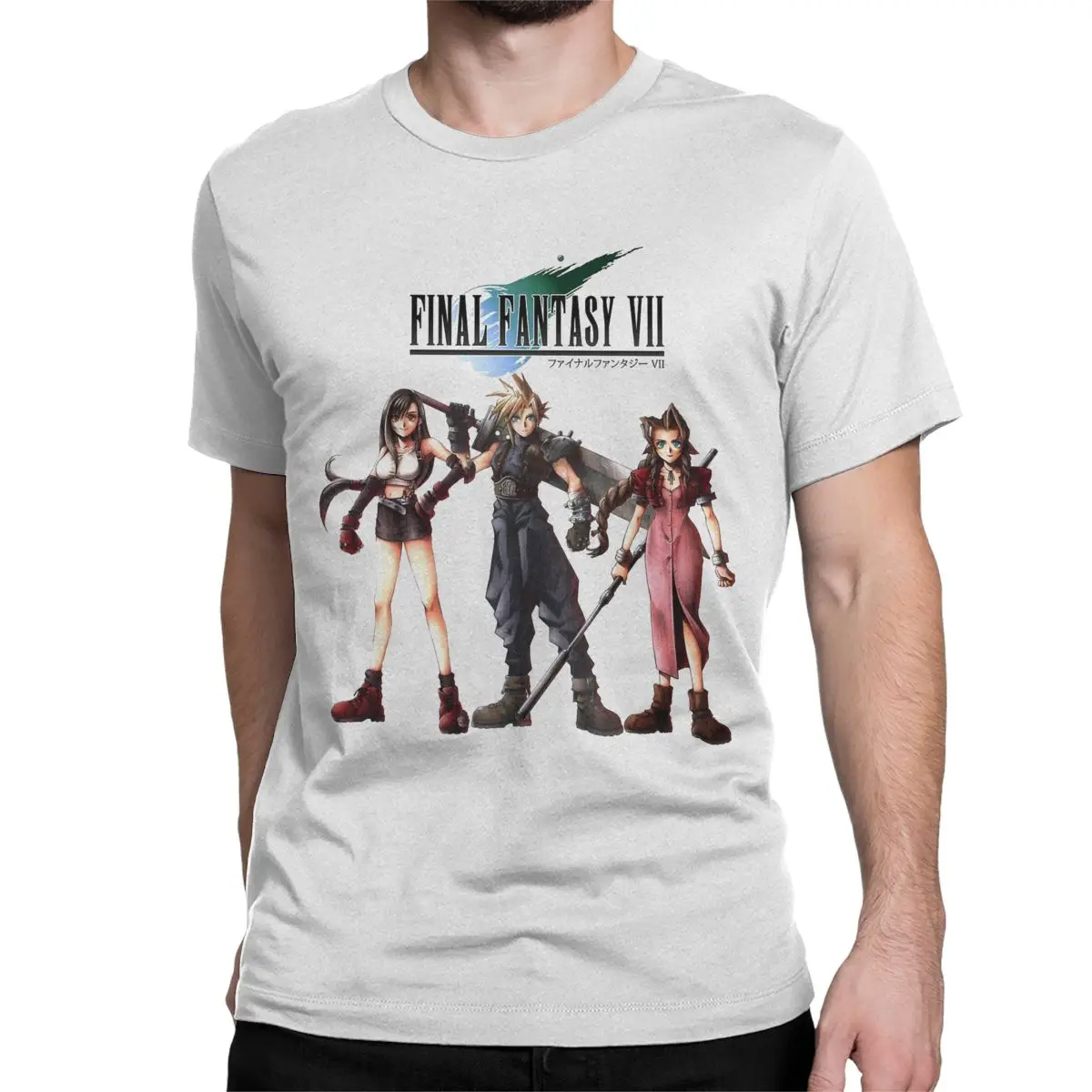 thumbnail image 1 of Camiseta retro de Final Fantasy 7 Cloud Tifa Aerith para hombre y mujer, de algodón puro, cuello redondo, manga corta, gráfica, 1 of 7