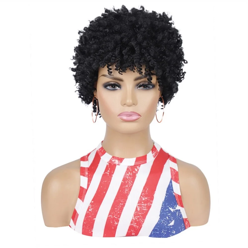 

Wholesale Short Curly Blonde Wig For Black Women African Afro Kinky Curly Wig Synthetic Bob Braided Wigs Natural Glueless Ombre