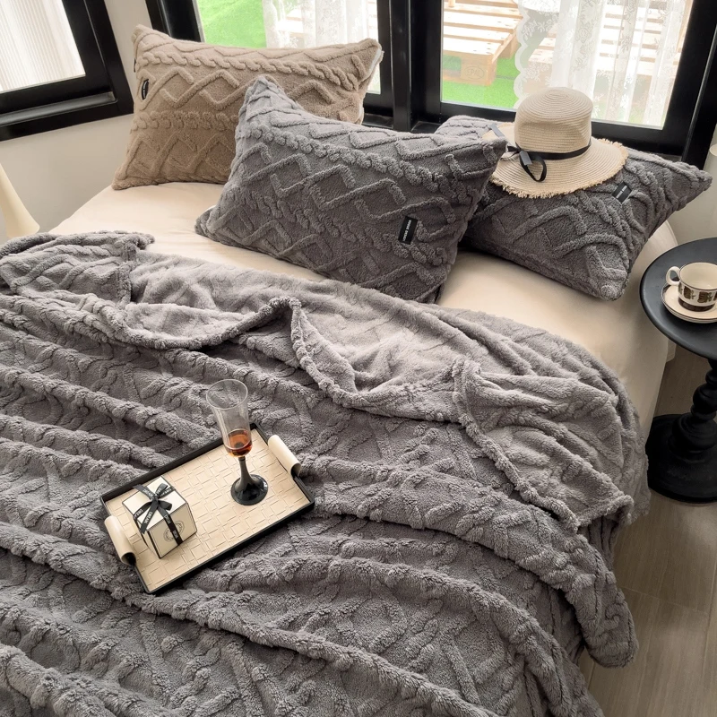 

Bonenjoy Tuff Velvet Blanket Solid Color Plaid Skin-friendly Bedsheet 겨울이불 Warm Blanket for Sofa Travel Shawl (No Pillowcase)