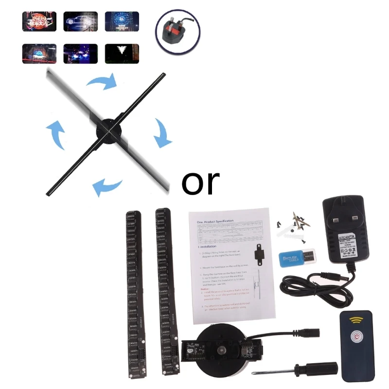 

Phone 3D Hologram Projector Advertising Display LED Holo-graphic Fan for Naked