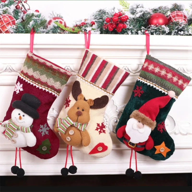 Christmas Gift Bags Christmas Stockings Gift Bags Christmas Candy Packaging Christmas Sock Kids Candy Bag Gift Santa Claus Snowman Socks Xmas Tree Ornament Christmas Stocking Decoration for Home