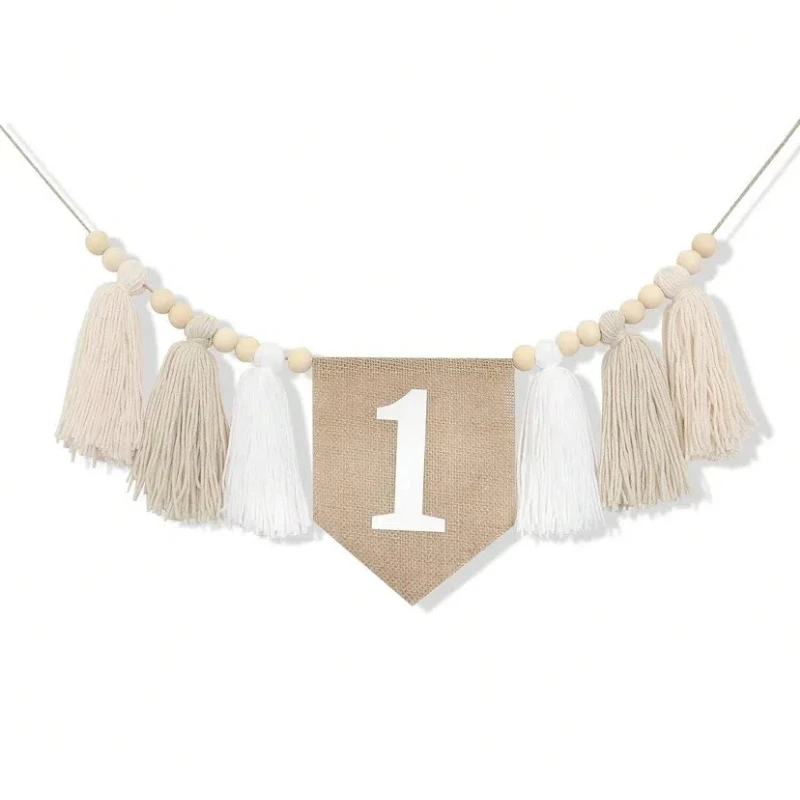 1st Kids Birthday Pink Highchair Garland One Party Blue Cream Banner Backdrops Decoration Burlap First Flag Hanging Party Decorations Birthday Banner