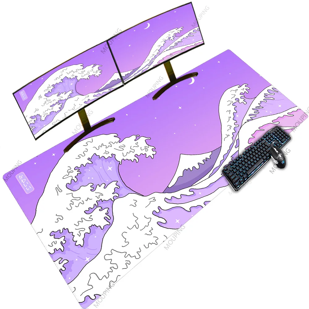 Enorme Mouse Pad com Luz de Fundo Almofada de Mesa Kawaii Rosa Grande Onda Japão Xxl Office Mat Mesa Completa Mousepad 1200×600 Play Mat 1000×500