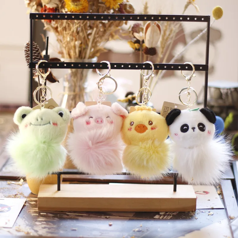 

Cute little yellow duck hanging plush toy panda bag hanging chao cool little frog pig key chain