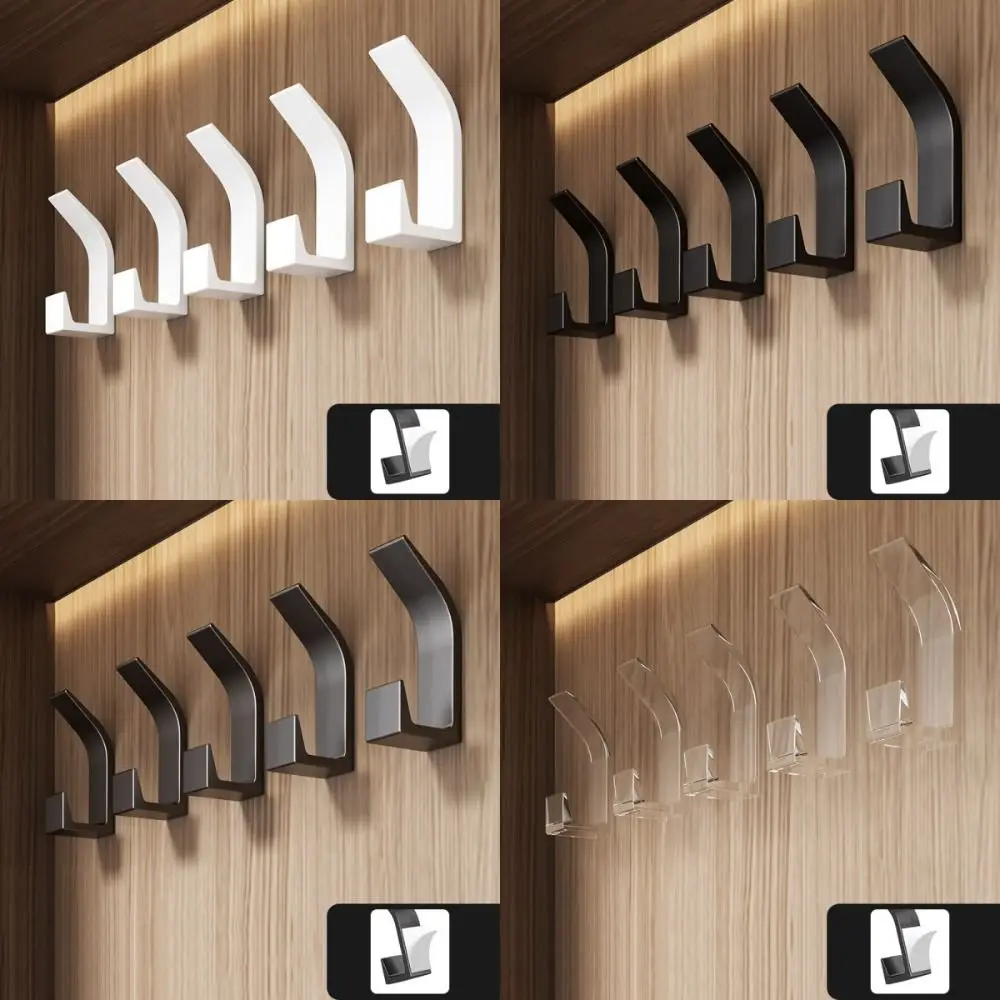 5PCS Wall Hooks No Drilling Double Hook Hanger Robe Hook Towel Key Holder Multifunctional Clothes Coat adhesive hooks wall hanger wall clothes hook kitchen hook suction cup hooks towel hook