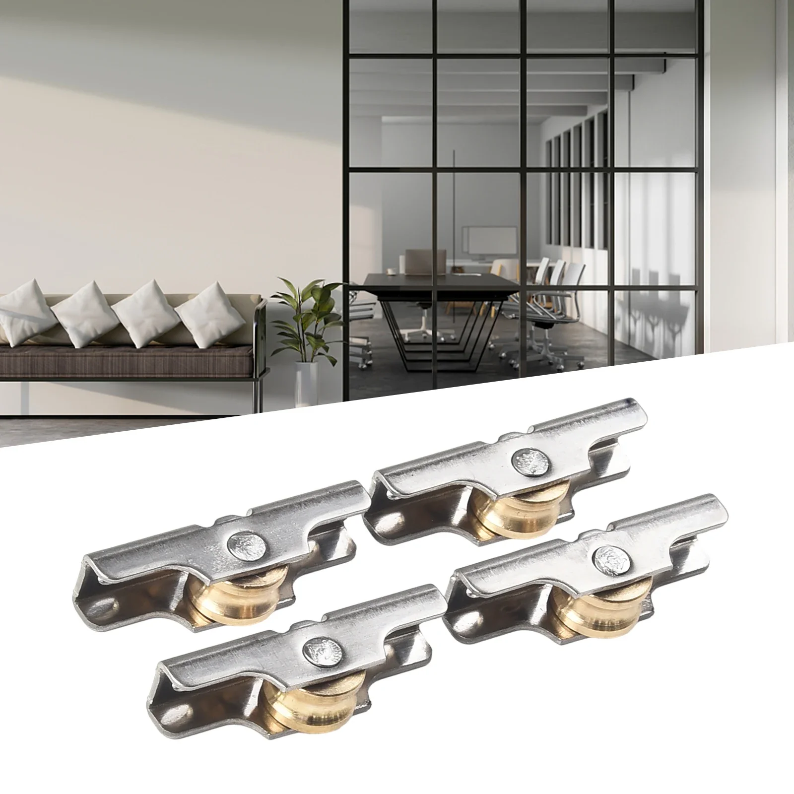 Sliding Door Roller Stainless Steel Window Pulley Glass Upperand Down Pulleys Wheel Sliding Door Roller Runner Mute Wheel Track Pulley Furniture