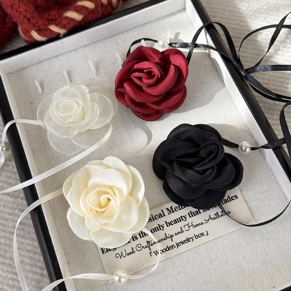 Cloth Rose Flower Adjustable Necklace for Women
