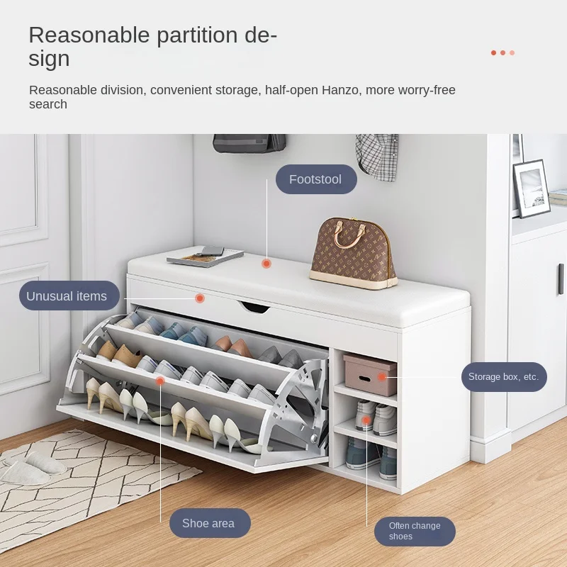 Shoe Storage Rack Entrance Changing Stool Household  Cabinet  Multi-layer Bench Nordic 42x20x110cm