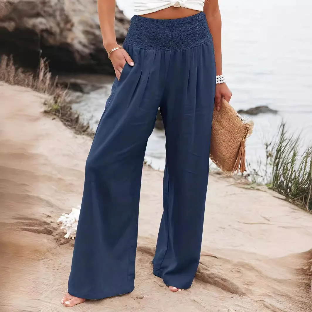 2024 New Spring Women's Casual Pants Casual Style Cotton and Linen Comfortable Mid-waist Pants Women