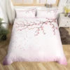 Cherry Blossoms Bedding Set Japanese Style Theme Pink Comforter Cover Set Printed Duvet Cover with Zipper Couple, Twin Size 1