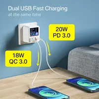 ASOMETECH 40W USB Wall Charger 4 Port With LED Display QC3.0 PD3.0 USB Fast Charger For iPhone 14 Huawei Xiaomi Samsung - Image 3