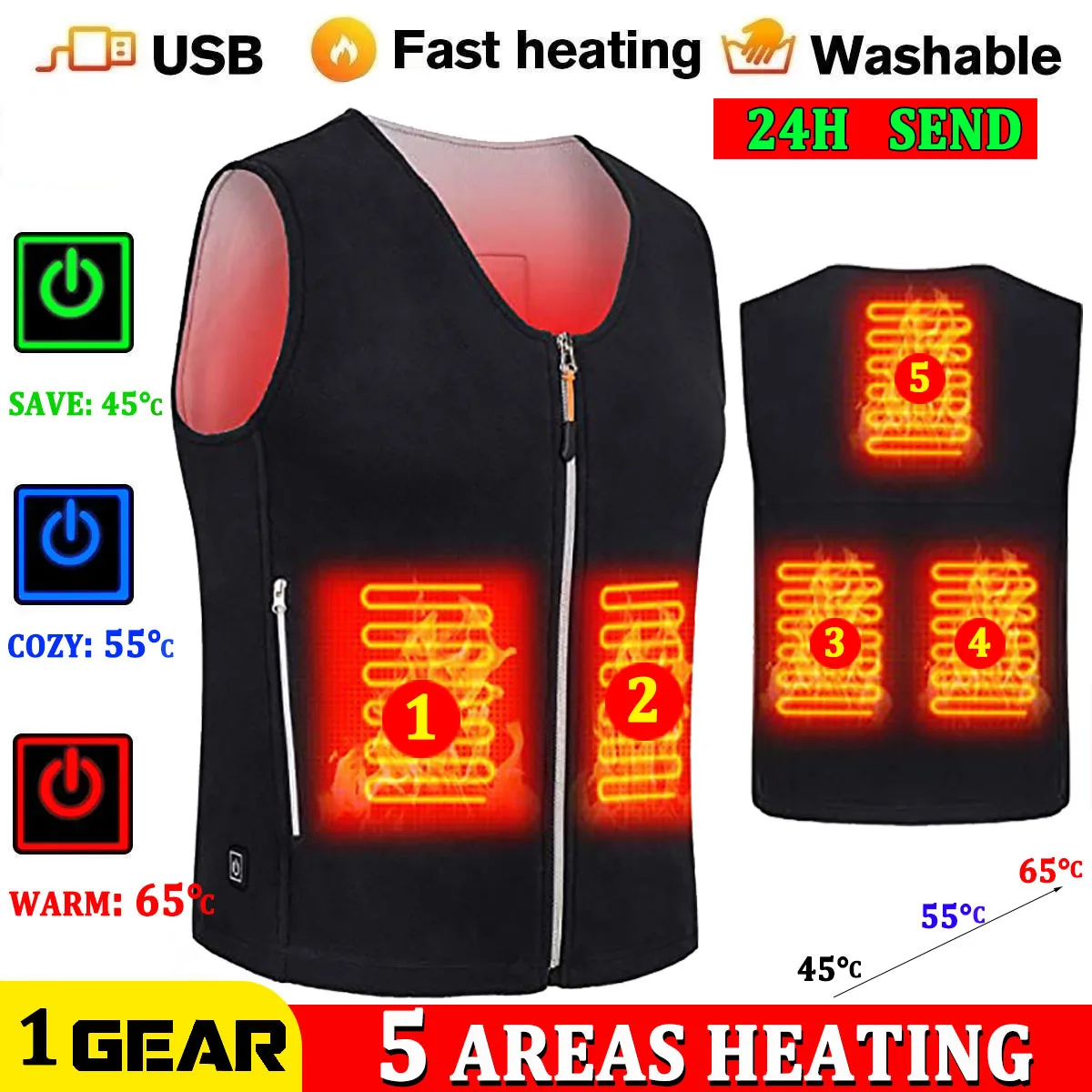Winter Heated Vest Jacket for men women 5/8 Areas Jacket Heated Heating Warmer USB Tactical Jacket Thermal Vest Body Waistcoat 2