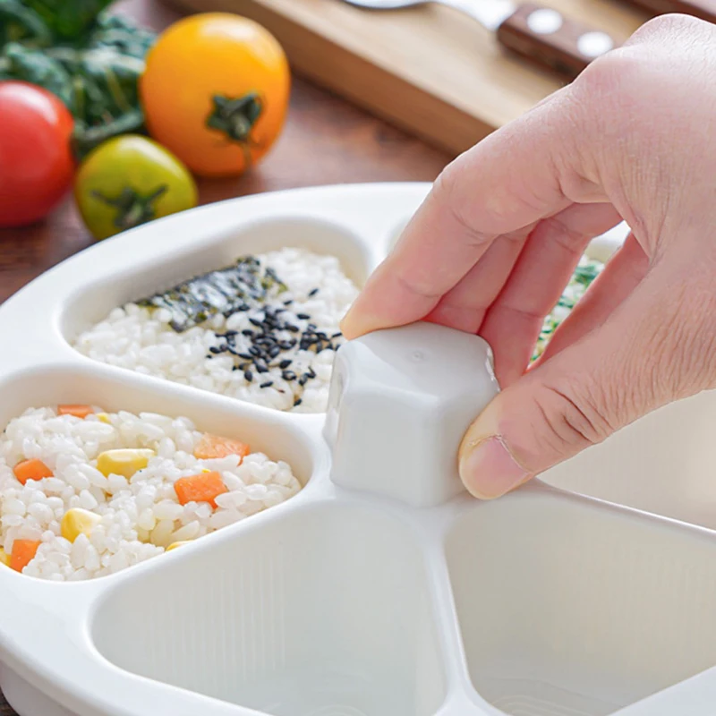 Sushi Mold Onigiri Mold Sushi Maker Rice Ball Mold Sushi Tools Onigiri Mould Triangle Onigiri Bento Box Japanese Sushi Mould 6 In 1 Make Nori Bun Rice Making Tools