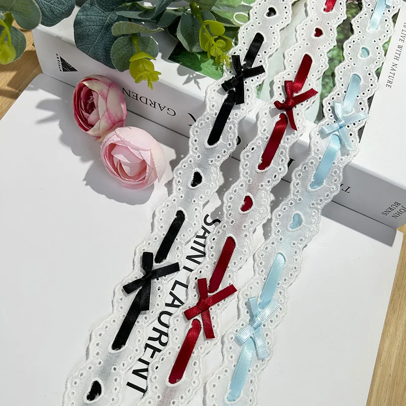 1yard Bow Pleated Lace Lolita DIY Wear Ribbon Lace Trims Baby Clothes Skirt Hem Clothing Garment Handmade Materials Wide 3cm