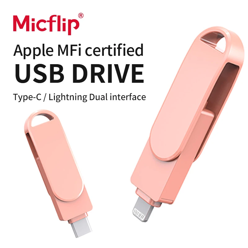 Micflip 512GB Type-C-L Double mouth Ultra Flair USB 2.0 Flash Drive for ios Android-SDCZ73-512G-64G pink