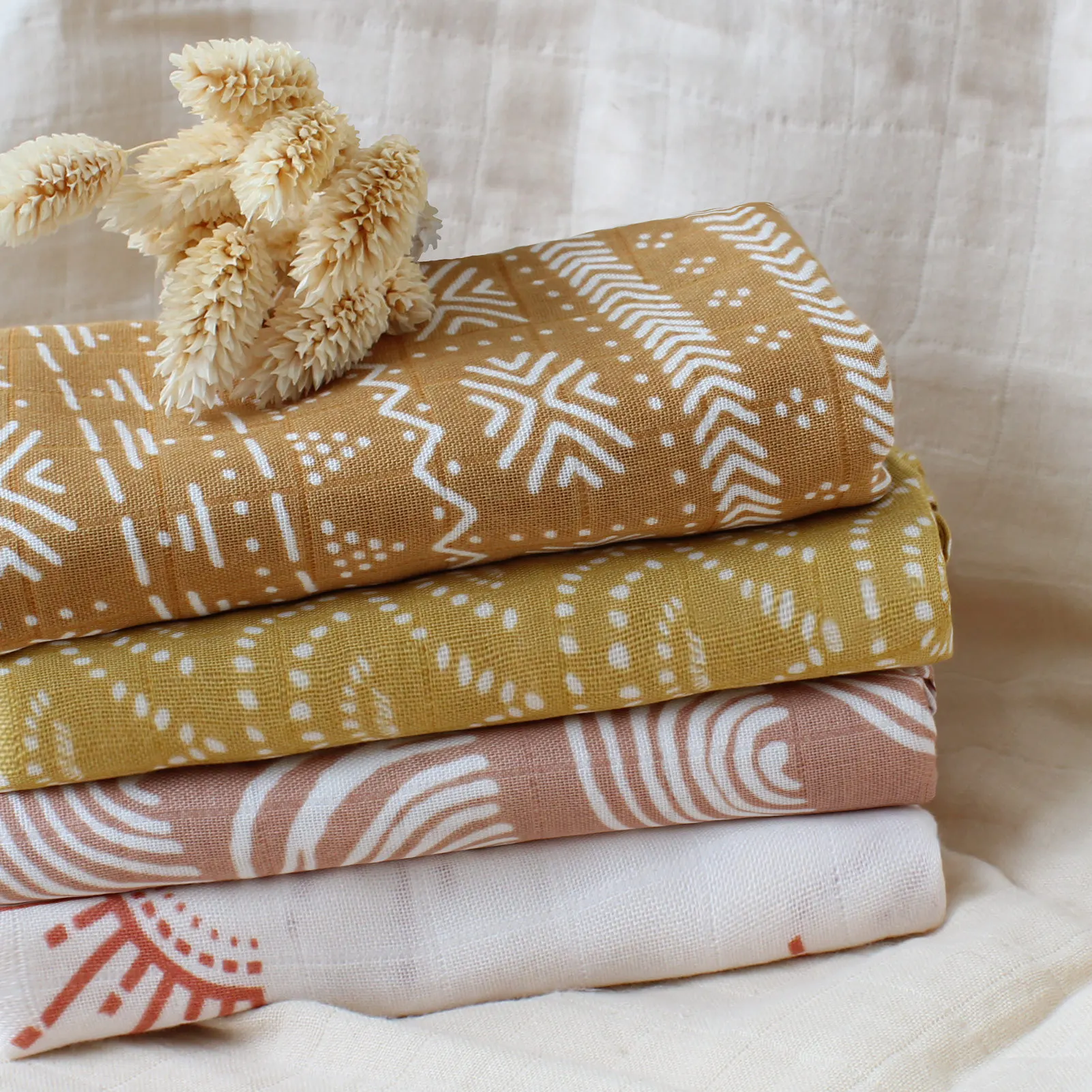 60*60cm Muslin Square Bamboo Swaddle Feeding Burp Cloth Newborn Soft Cotton Baby Face&Hand Wash Wipe 4