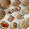 Household Snacks Storage Box Rattan Weaving Colorful Rattan Shell Tray Hand Woven Handwoven Rattan Woven Storage Tray 4