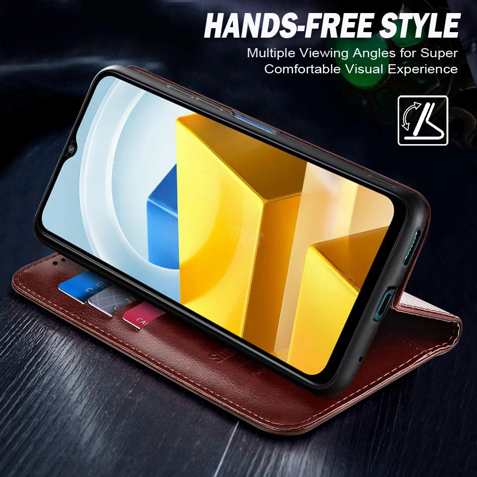 Leather Flip Wallet Phone Case - Shockproof Cover