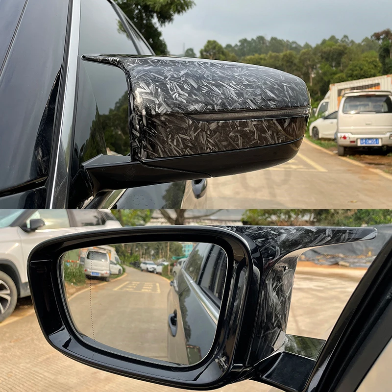 단조 탄소 섬유 외부 사이드 백미러 커버 트림, BMW 4 5 7 8 시리즈 G22 G23 G24 G11 G12 G14 G15 G16 G30 G31 G38 용