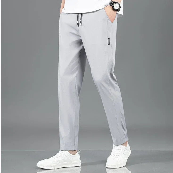 2024 Men's Sports Pants Spring Business Casual Loose Comfortable Drawstring Straight Pants Outdoor Fitness Jogger Men's Pants 4
