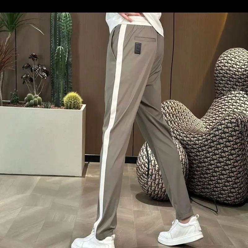 Elegant Fashion Harajuku Slim Fit Male Clothes Loose Casual All Match Sports Pants Pockets Thin Straight Leg Wide Leg Pants