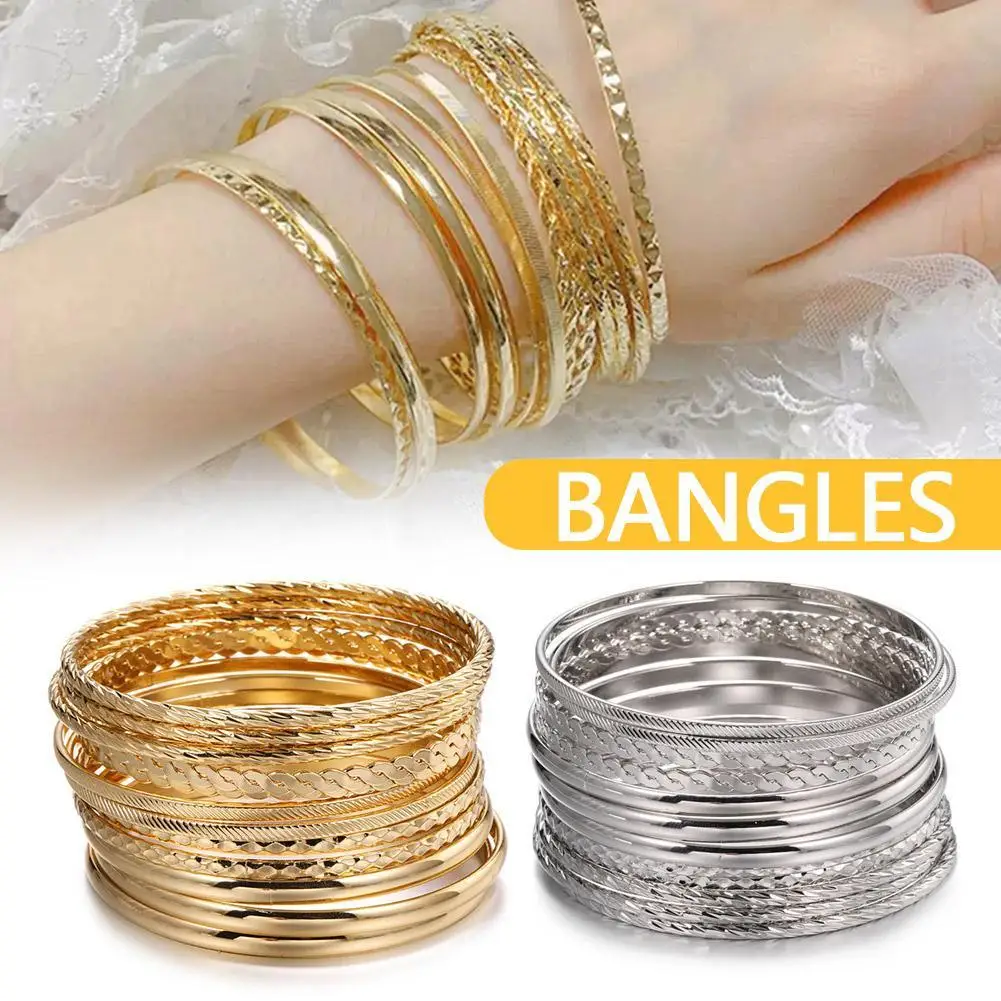 Chain Bracelet 12pcs Punk Curb Cuban For Women Miami Boho Thick Gold Color Charm Bangles