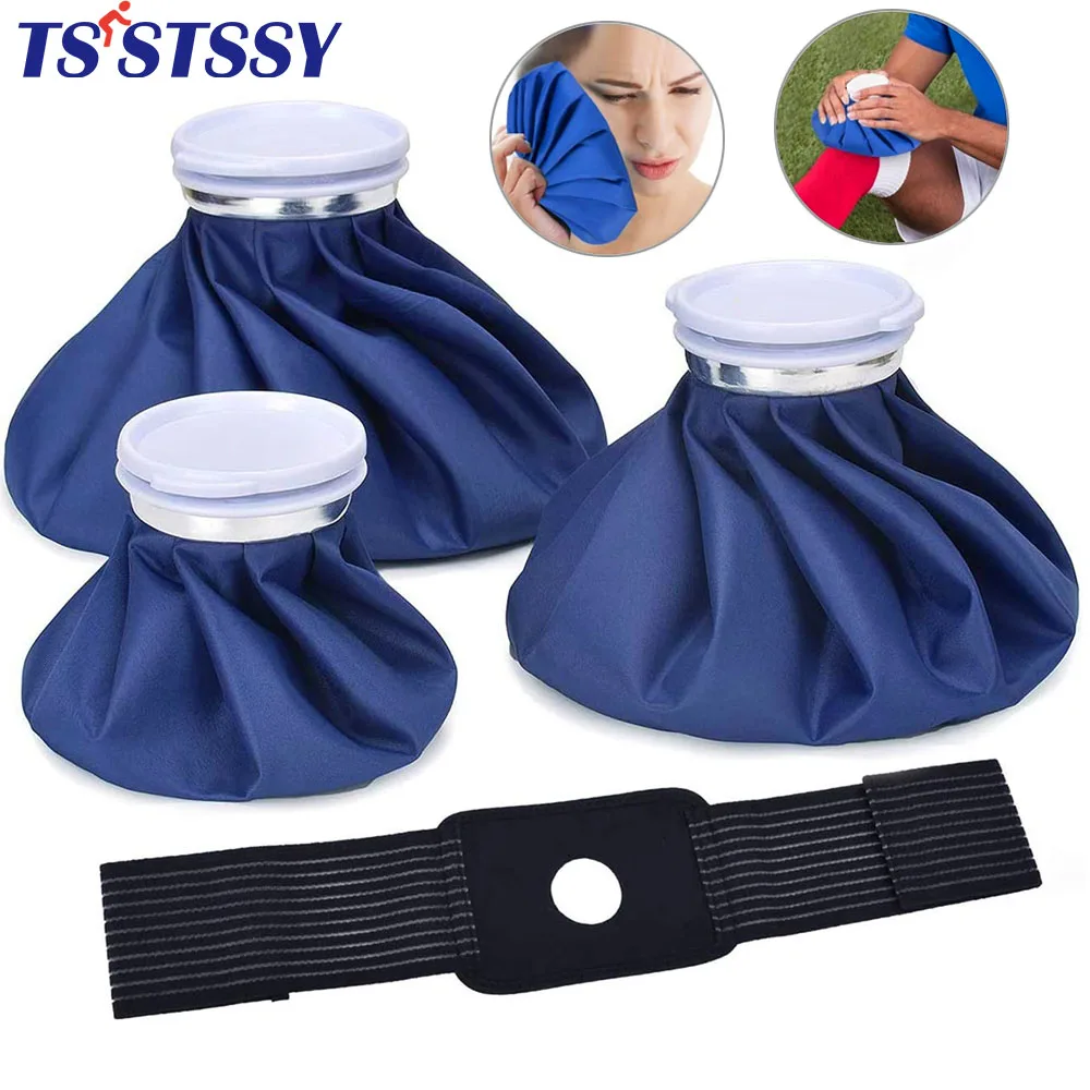 

No-Leak Reusable Ice Bag Hot Water Bag with Elastic Bandage Hot & Cold Therapy for Headache, Sports Injuries Pain Relief
