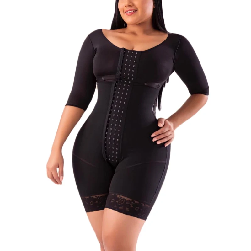 Full Body Support Arm Compression Shrink Your Waist With Built In Bra Front Hooks Sheath Slimming Fla Post Liposuccion