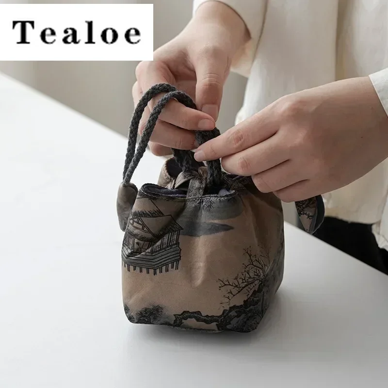Chinese Retro Thickened Tea Cozies Travel Portable Storage Bag Package For Tea Set Teapot Quick Cup Kettle Bag Tool Teaware