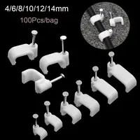 100 ชิ้นทนทานที่มีประโยชน์อุปกรณ์ไฟฟ้า Fastener การจัดการสายไฟ Fixing เหล็กเล็บ Organizer Clamp Fixer ผู้ถือสายคลิป 1