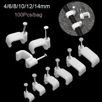 100 ชิ้นทนทานที่มีประโยชน์อุปกรณ์ไฟฟ้า Fastener การจัดการสายไฟ Fixing เหล็กเล็บ Organizer Clamp Fixer ผู้ถือสายคลิป 1