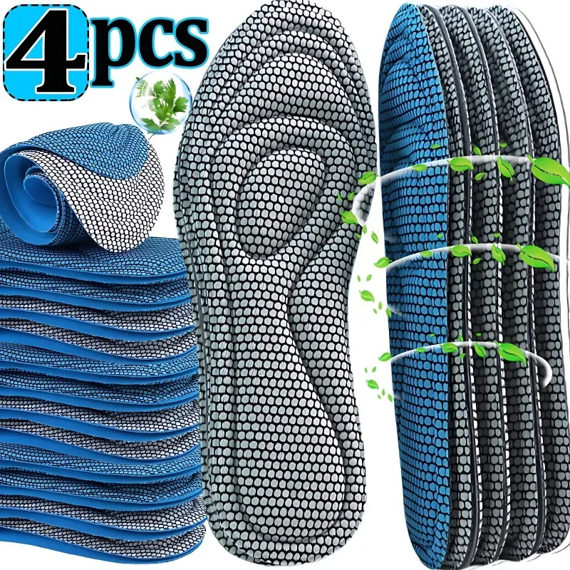 thumbnail image 1 of Plantillas ortopédicas de espuma viscoelástica nano de 4 piezas para zapatos, desodorización antibacteriana, absorción del sudor, plantillas deportivas, almohadillas para correr, 1 of 5