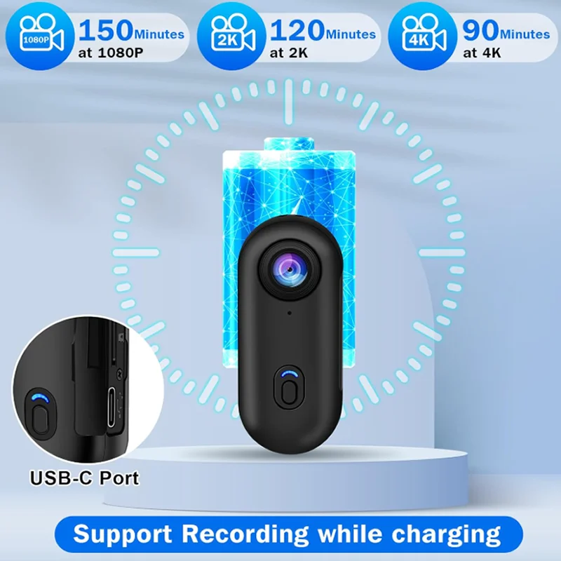 4K 카메라 마그네틱 웨어러블 캠 방수 케이스 포켓 미니 카메라 WiFi 자전거 오토바이 캐주얼 사이클링 브이로그용