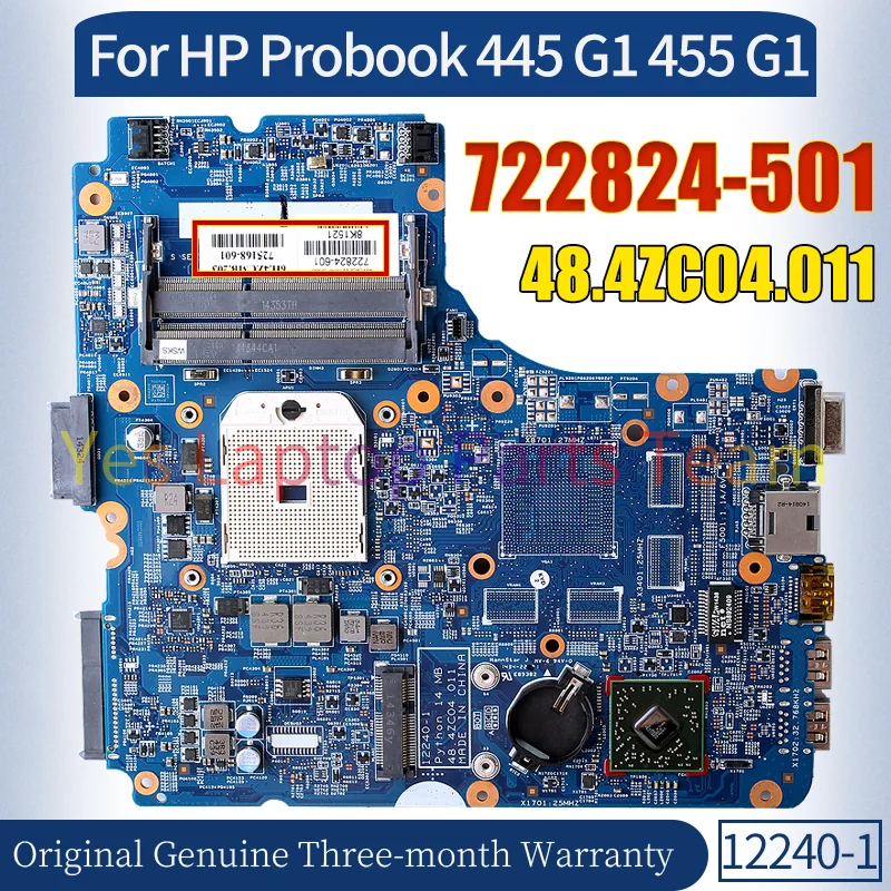 12240-1 For HP Probook 445 G1 455 G1 Laptop Motherboard 722824-501 48.4ZC04.011 722824-601 Notebook Mainboard 100％ Tested
