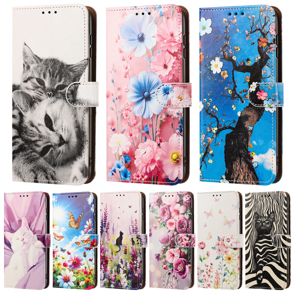 Cute Cat Leather Flip Back Cover - Stylish Phone Case