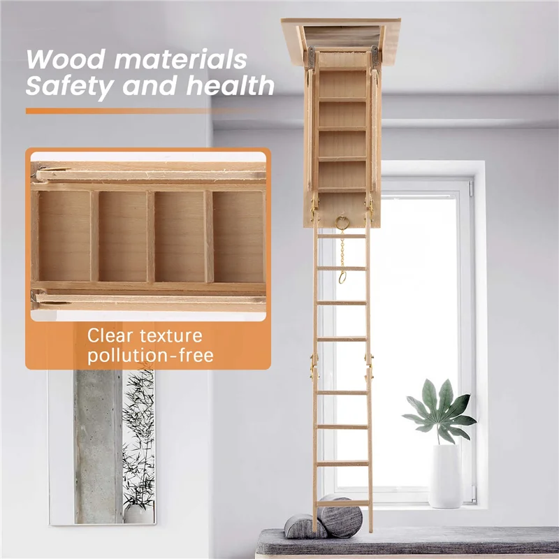 1:12 Mini Modern Miniature Furniture Folding Attic Stairs Doll House Decoration 6