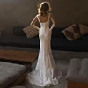 Modern Wedding Dresses Square Collar Bridal Gowns Spaghetti Straps Robes Lace Appliques Vintage Vestidos De Novia Customized 2