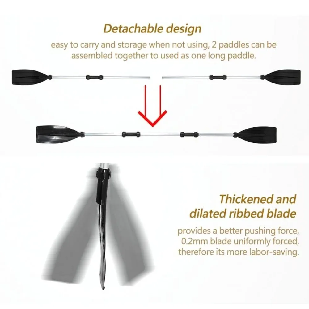 2PCS Heavy Duty Paddles Kayak Inflatable Kayaks Aluminium Alloy Kayak Oars Adjustable Length Portable Play Outside