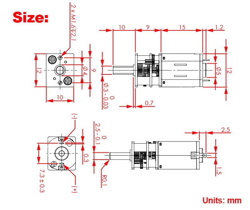 Description Picture 2 of item12GA-N20 Miniature DC Metal Gear Motor 3V 6V 12V Low RPM High Torque 4WD Car Electric Screwdriver Door Lock Motor