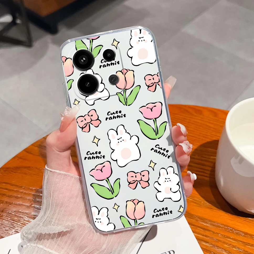 Floral Love Heart Clear Soft TPU Shockproof Phone Case
