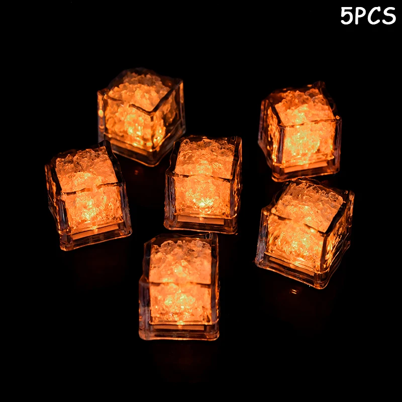 5/10 piezas de cubos de hielo LED a prueba de agua que brillan en la oscuridad y se iluminan en varios colores para decoración de bares, clubes, fiestas y vinos