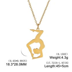 Elegant Rhythmic Gymnastics Stainless Steel Necklace - Trendy 2024 Jewelry (C gold)