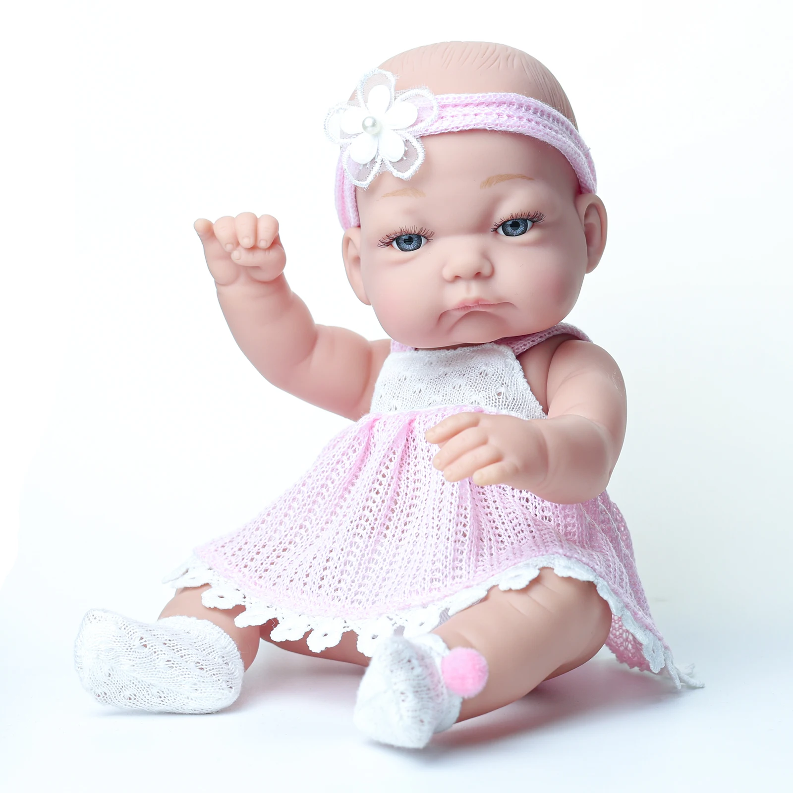 32cm/12.6 Inches Bebe Reborn Baby Doll Vinyl Body Realistic New Born Baby Dolls with Fashion Stocking Gift